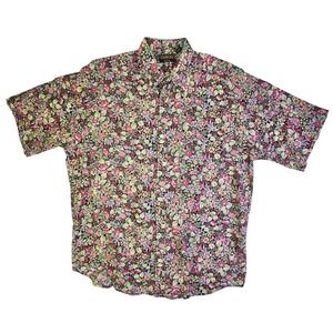 Tango by Max Raab Mens Short‎ Sleeve Floral Print Button Down Shirt Size L